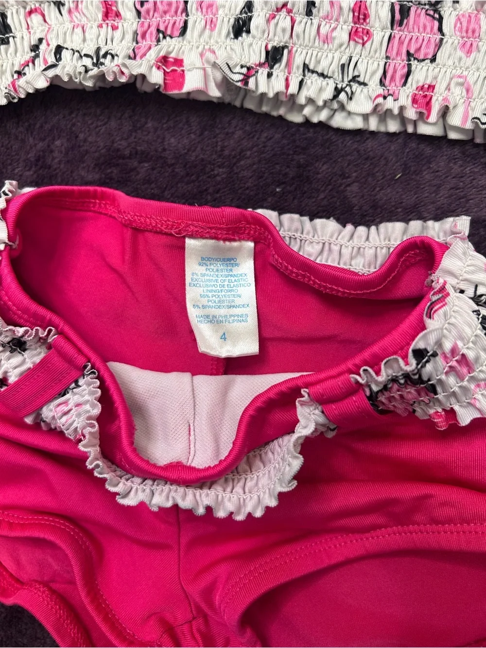 Girls Pink Heart Print Two-Piece Swim Set